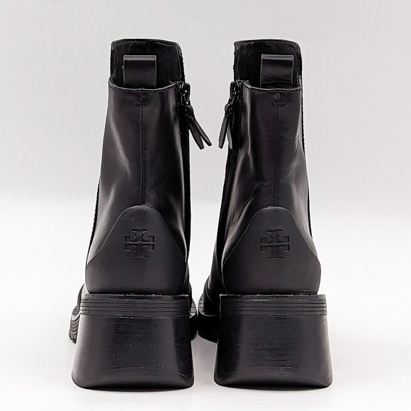 Tory Burch Women Expedition Black Leather Square Toe Dressy Ankle Boots size 6.5 - Picture 8 of 12